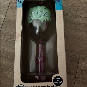 Let’s Flamingo Big Mouth wine glass NIB summer beach spring break Florida